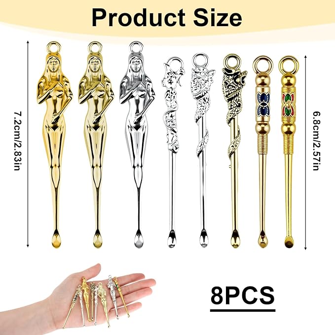 8Pcs Mini Stainless Steel Powder Spoon Set, Tiny Shovel and Pick, Portable Kit - Image 2