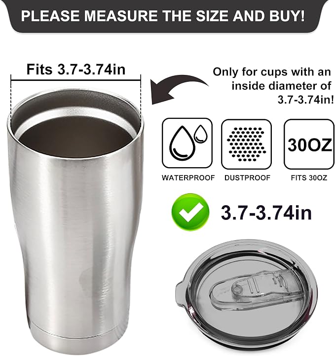 2 Replacement Lids for 30oz Stainless Steel Tumbler Lids - Image 3