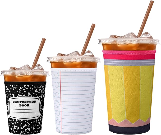 3 Pcs Teacher Appreciation Gifts Reusable Iced Coffee Sleeves Teachers Coffee by FoldTier