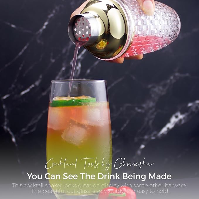 Glass Cocktail & Martini Shaker, 13oz Bar Mixing Shaker - Image 5