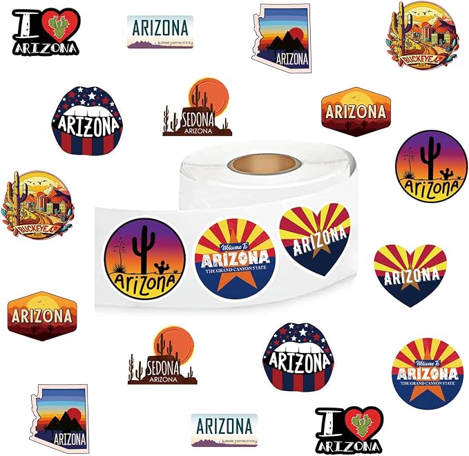 500Pcs America Arizona Stickers, Aesthetics Flag 1 Inch Labels by YEESACG