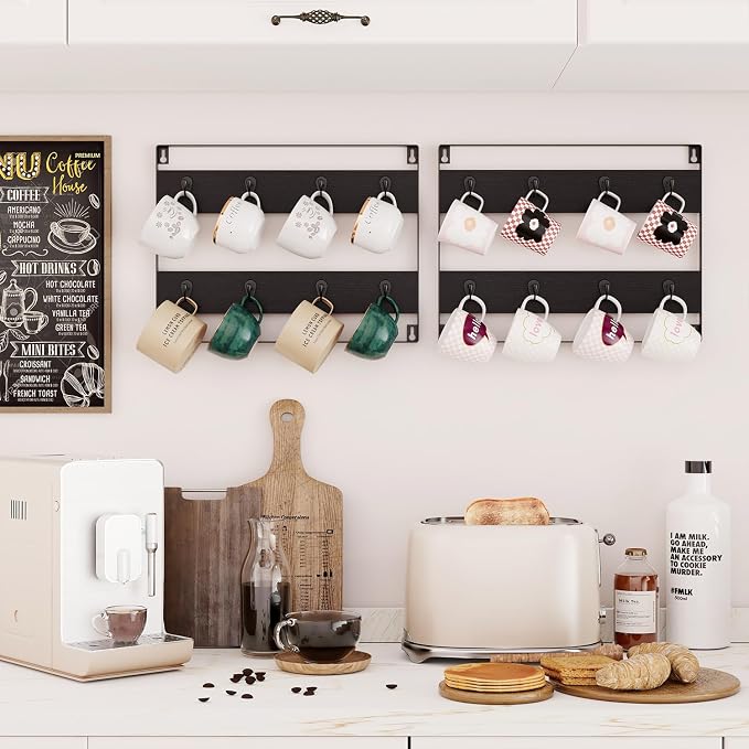 IBUYKE Mug Racks for Wall, 24-Hook Large Coffee Mug Holder Wall Mounted - Image 7