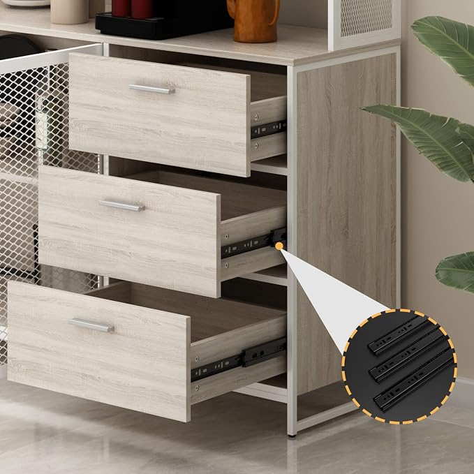 AGOTENI Large Kitchen Hutch Cabinet, Storage Cupboard Pantry - Image 7