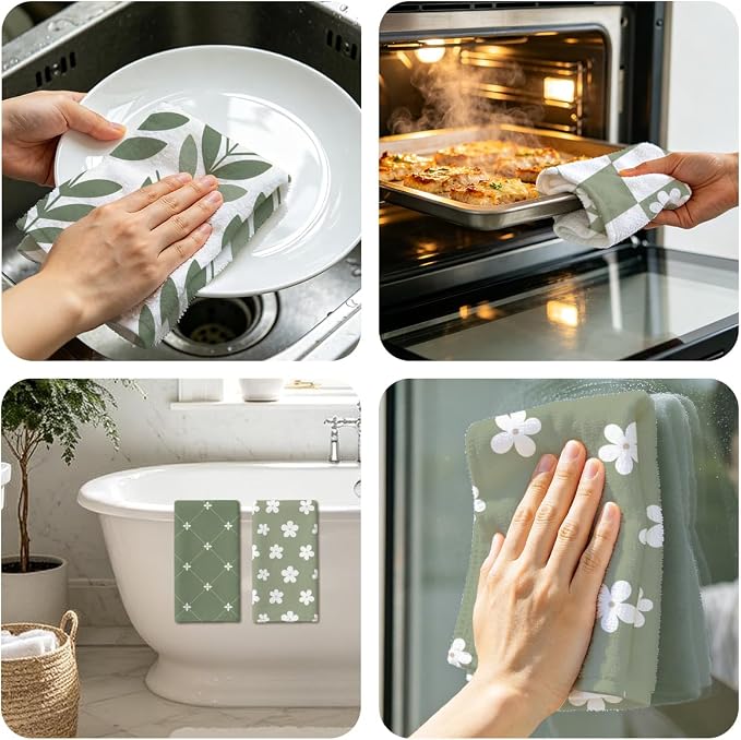 MAYJOYDIY 4 Pcs Nordic Style Kitchen Towels Minimalist Microfiber Dish Towel - Image 7