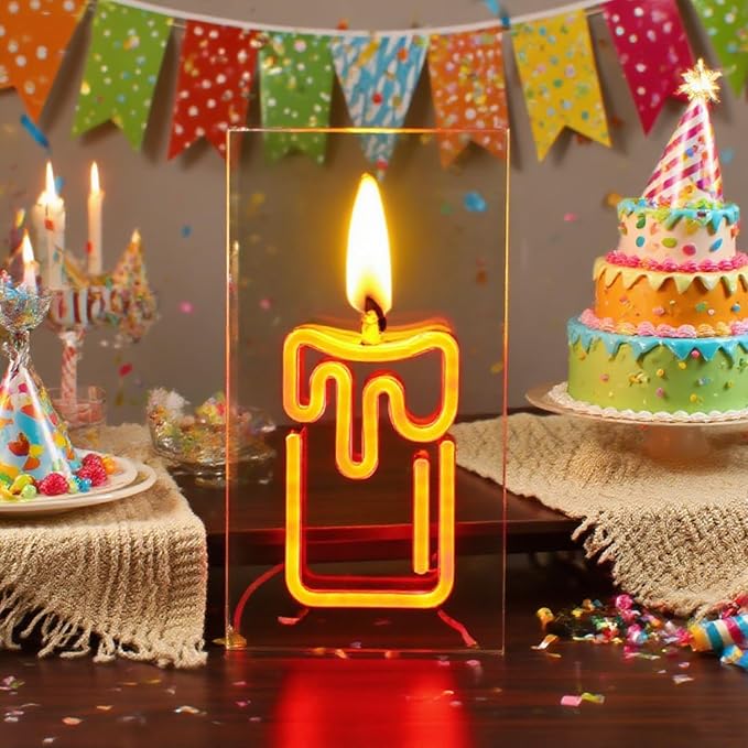 Candle Flame Neon Lights Sign 3D Desktop Standable Flame Lightbox - Image 3