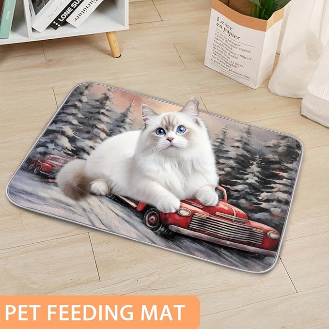 Xmas Red Truck Dish Drying Mat, Kitchen Counter Quick Dry Pads - Image 7
