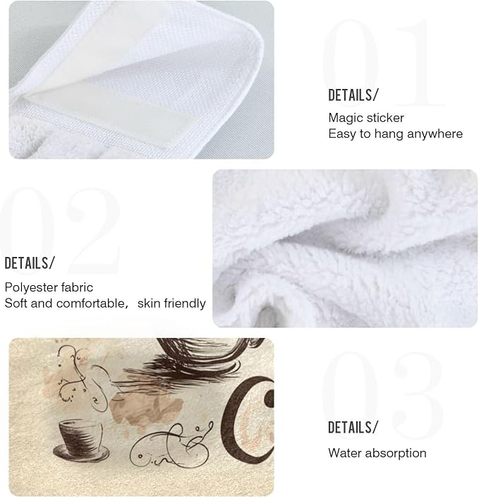 Coffee Bean Cups Kitchen Hanging Towel 12 x 17 In Cafe Theme Hearts Face Hand - Image 4