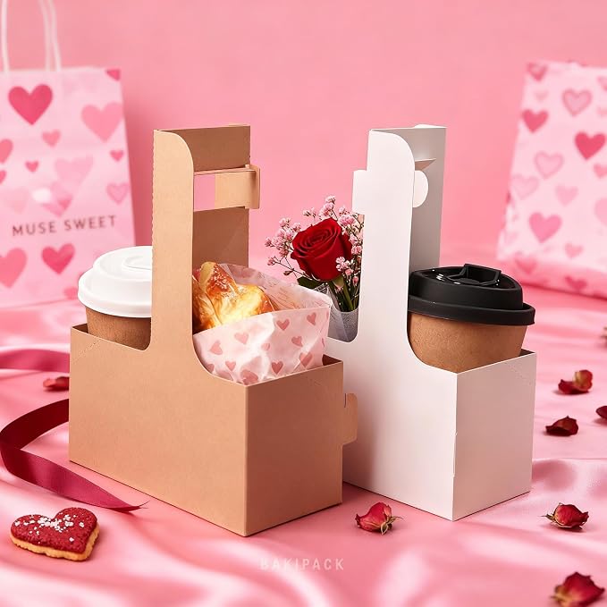 2 Cup Drink Carrier with Handles, 30 Sets Kraft Paperboard Cup Carriers of - Image 3