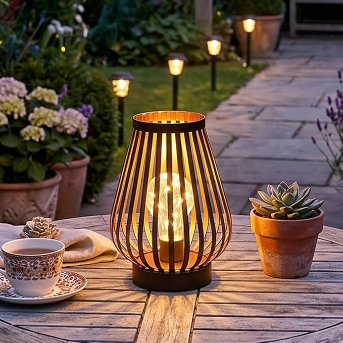 JHY DESIGN Metal Cage LED Lantern 8.7''H Battery Powered Cordless Accent Light - Image 4