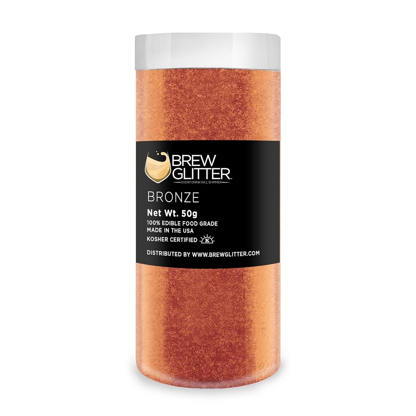 Bronze BREW GLITTER Edible Glitter For Drinks, Cocktails, Beer, Garnish Glitter & Beverages | KOSHER & HALAL Certified | 100% Edible & Food Grade | Vegan, Gluten, Nut Free (50g, Bronze)