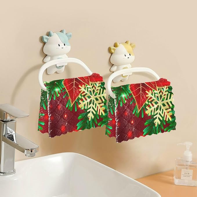 ALAZA Dish Towels Kitchen Cleaning Cloths Christmas Poinsettia and Snowflakes - Image 5
