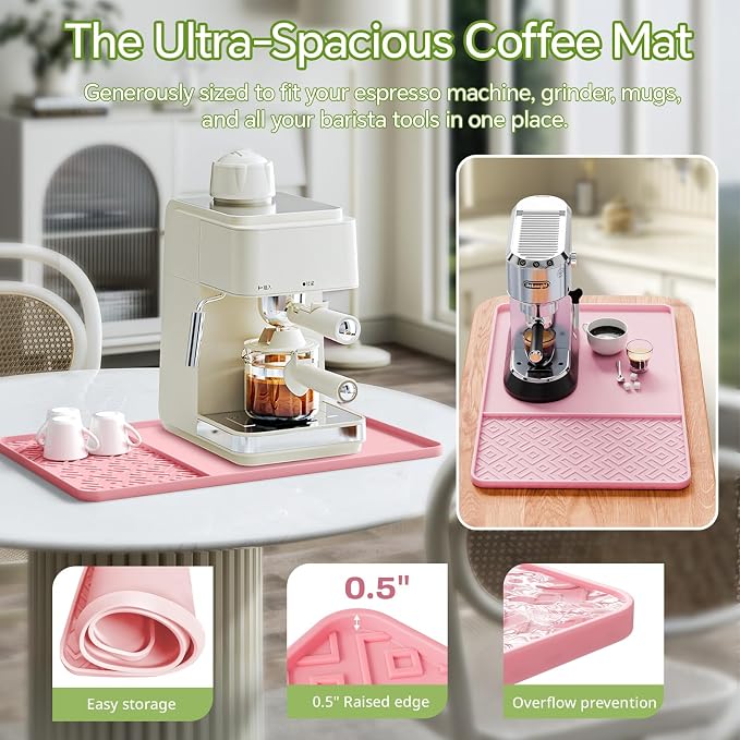 Silicone Coffee Mat with Raised Edges 19" x 12" – Waterproof Countertop Mat - Image 3