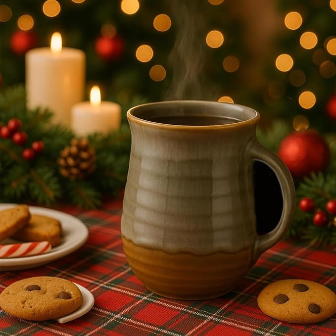 Hand Warmer Mug, Ceramic Pottery and Hand Painted & Colored - Image 8
