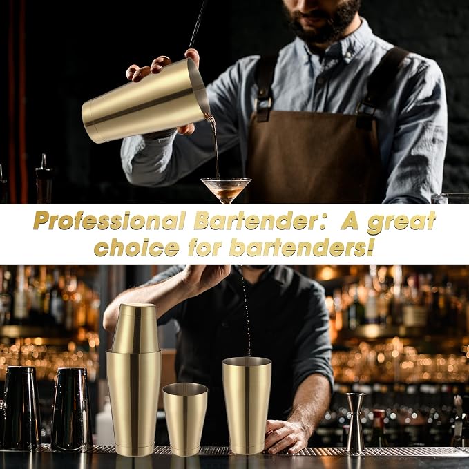 Sabary 6 Pcs Cocktail Shakers Professional Bar Shaker Boston Set Stainless - Image 6