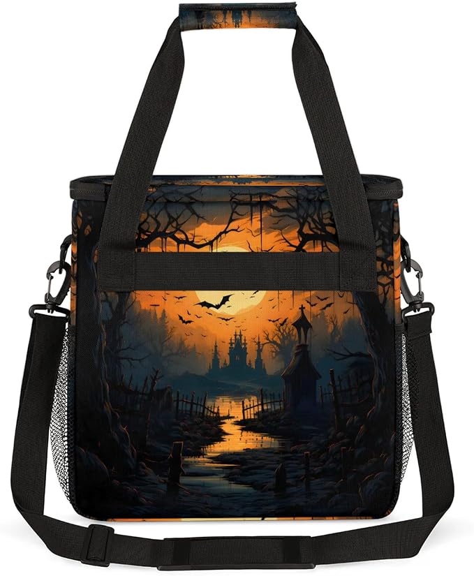 Halloween Yellow Coffee Maker Carring Bag, Large Insulated Storage Organizer - Image 5
