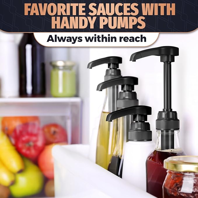 8 Pcs Pumps for Syrup Bottles Black - Image 9