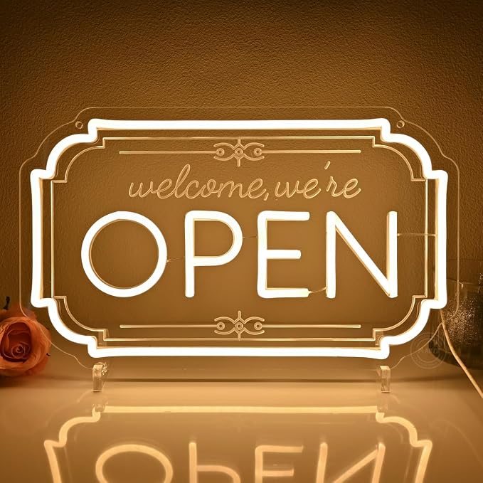 Planzo Led Light Up Neon Open Sign Welcome We Are Open Neon Signs - Image 4