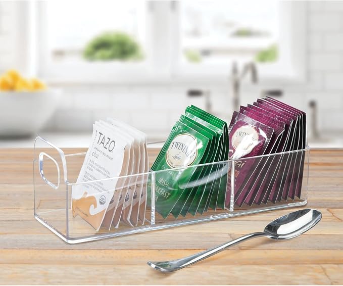mDesign Plastic Condiment Organizer and Tea Bag Holder - Image 3