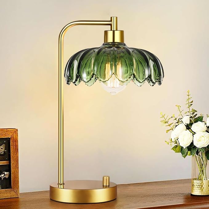 ILLMTW Glass Table Lamp Set of 2, Small Gold Bedside Lamps Dimmable Boho - Image 4