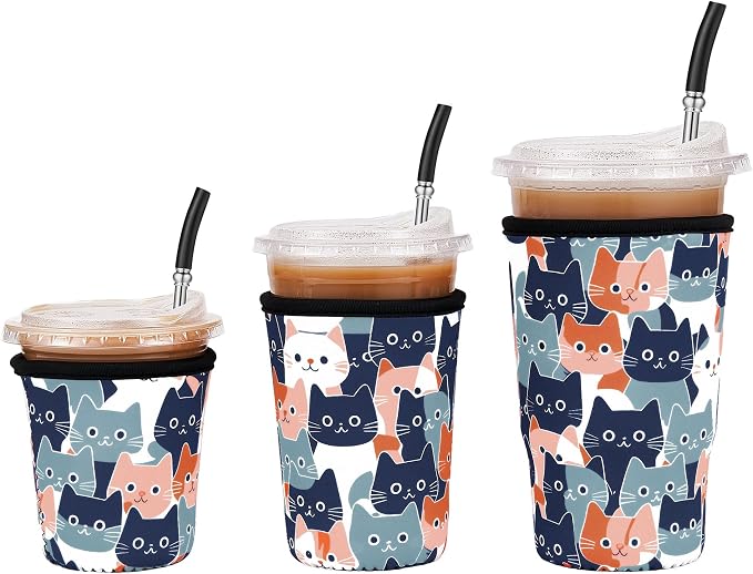 3 Pack Iced Coffee Sleeve Reusable by Cavllson