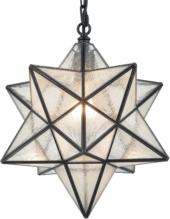 14'' Moravian Star Pendant Light Seeded Glass Star Lights by ecopowerlight