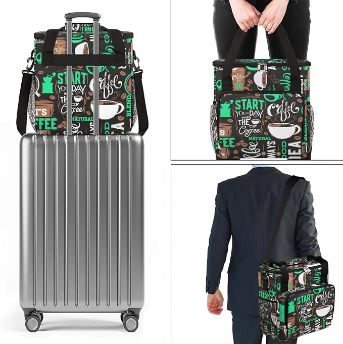 coffee cup coffees beans cyan Coffee Maker Carring Bag Travel Carrying Storage - Image 7