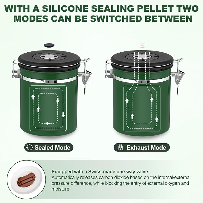 ShanSon Coffee Canister Airtight, Stainless Steel Bean Storage Container - Image 2