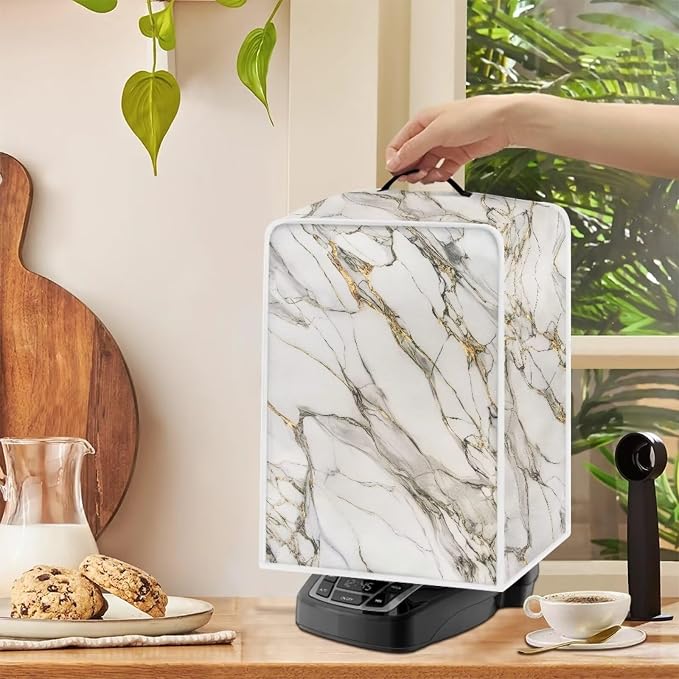 White Marble Coffee Machine Cover Dust Coffee Maker Cover - Image 4