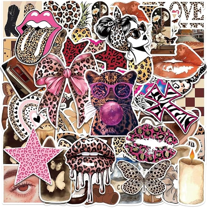100Pcs Leopard Print Aesthetic Stickers - Image 3