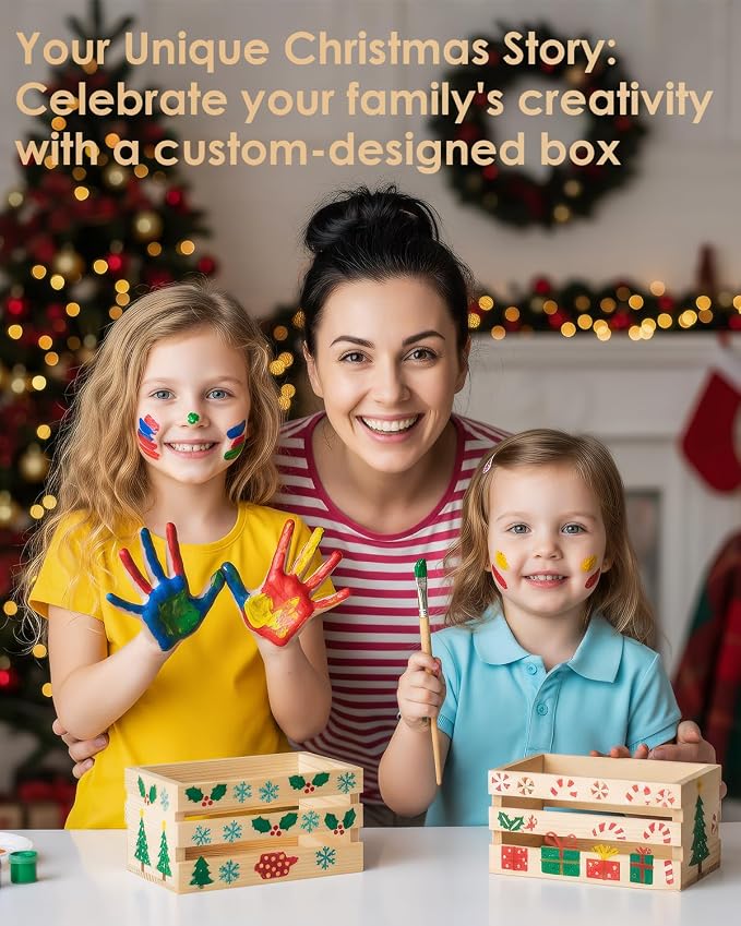 DIY Wood Crates 6 Pcs Decorative Storage Boxes, Rustic Wooden Crates - Image 4