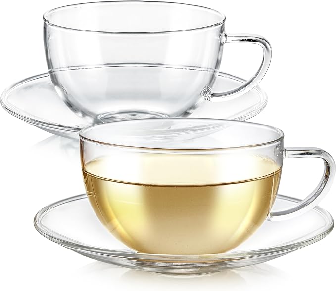 Teabloom Kyoto Teacup and Saucer Set 2-Pack – Large Size – 12 OZ/ 350 ML by Teabloom