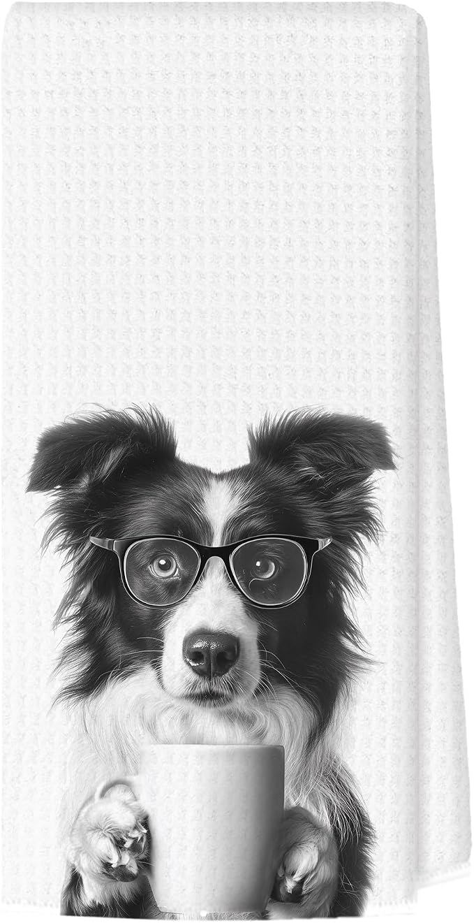 Funny Border Collie Kitchen Towels, Dog Kitchen Accessories, Dog Chef Gifts by Unknown