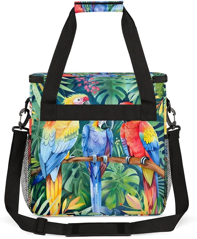 Parrot Tropical Palm Leaves Coffee Maker Carring Bag, Large Insulated Storage - Image 5