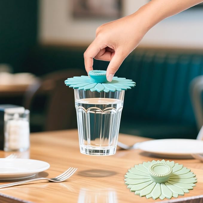 Sunflower Silicone Cup Covers, 4.1 Inch Reusable Suction Lids - Image 6