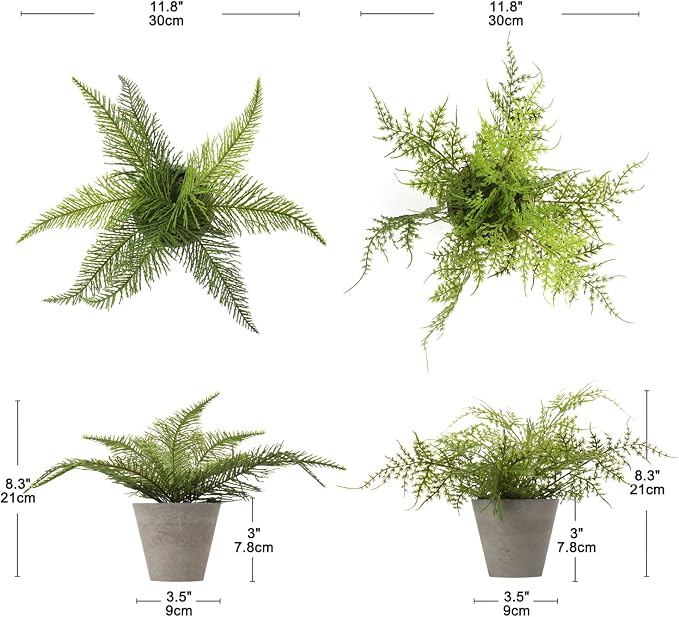Briful 2PCS Fake Plants Potted Artificial Plants Greenery Faux Fern Eucalyptus - Image 2