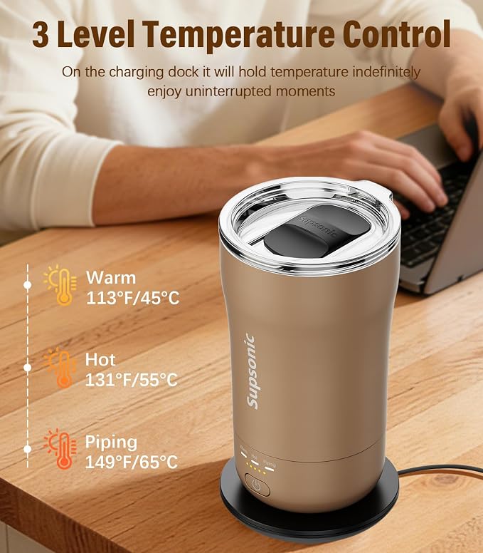 Supsonic - 14oz Heated Coffee Mug, Self-Heating Travel Mug - Image 2
