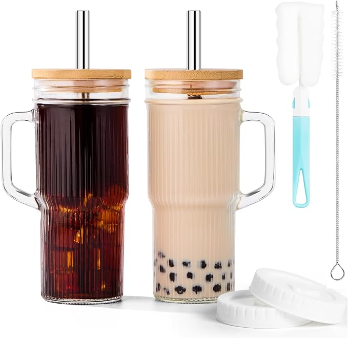 JunVpic 24oz Ribbed Glass Tumbler by Junvpic