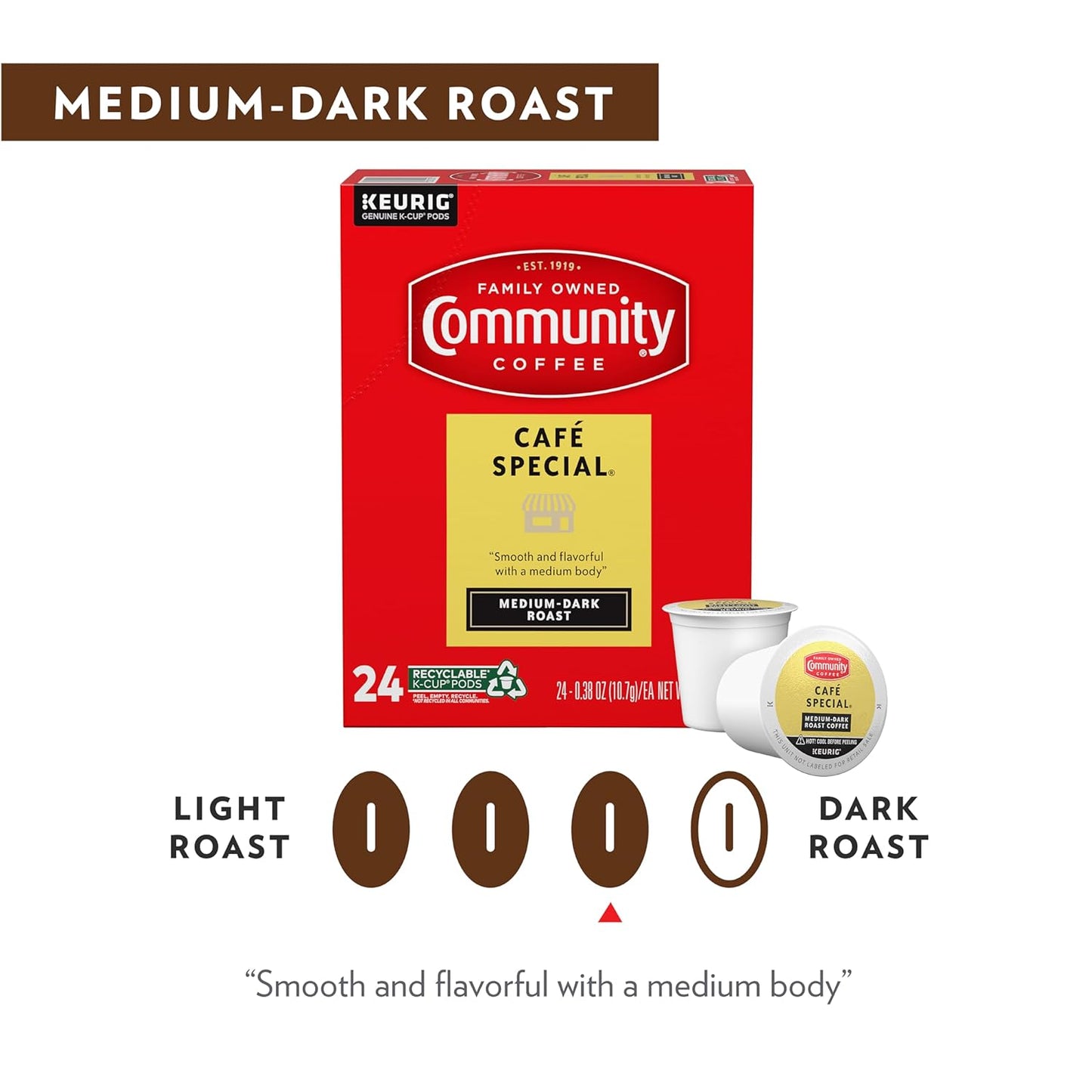 Community Coffee Café Special Medium Dark Roast, Single-Serve Keurig K-Cup Pods, 24 Count (Pack of 1)