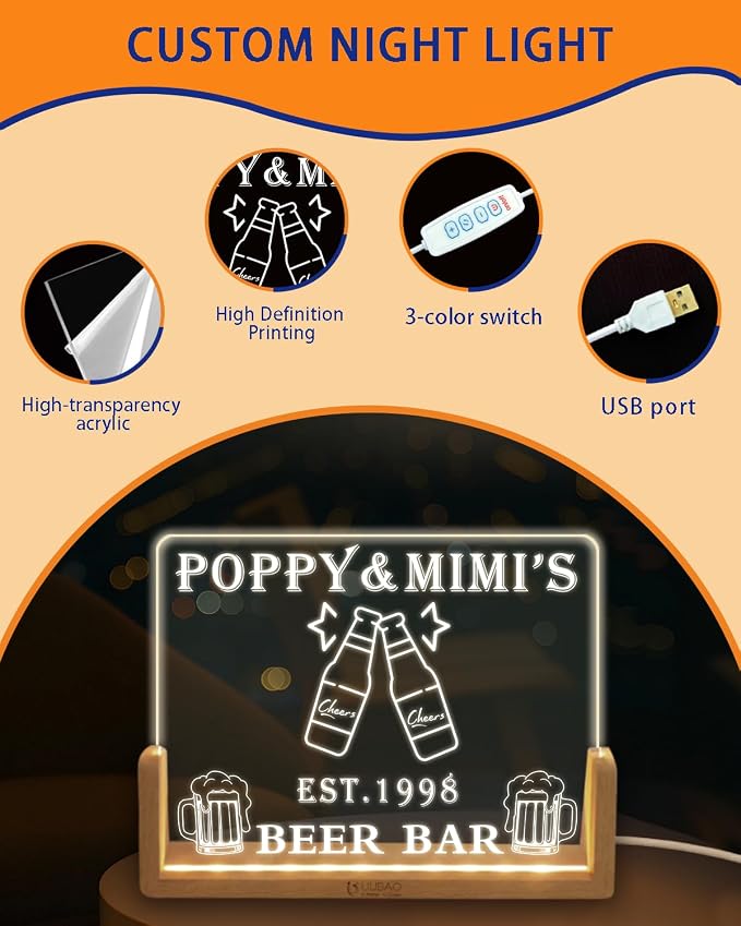 Personalized Light Up Signs for Home Bar Customized Name Bar Gifts Night Light - Image 5