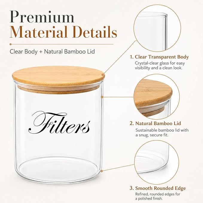 Coffee Filter Holder, Glass Storage Basket Container - Image 3