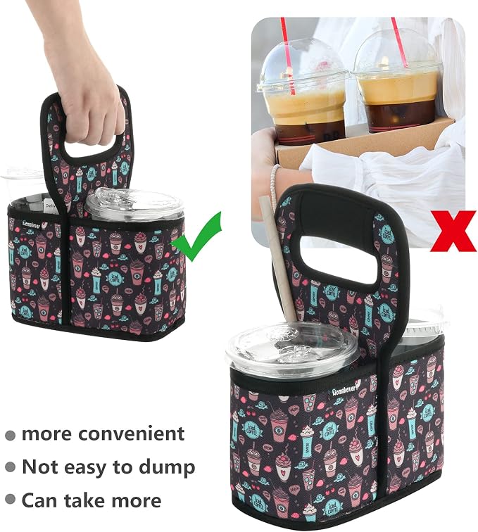 Cup Drink Carrier with Handle, Reusable Coffee Cup Holder - Image 5