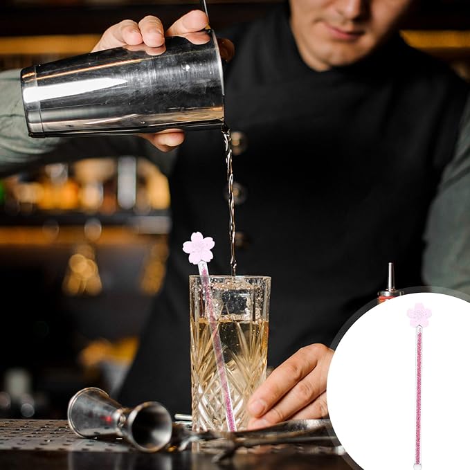1pc Flower Design Glass Stirring Rod - Image 9