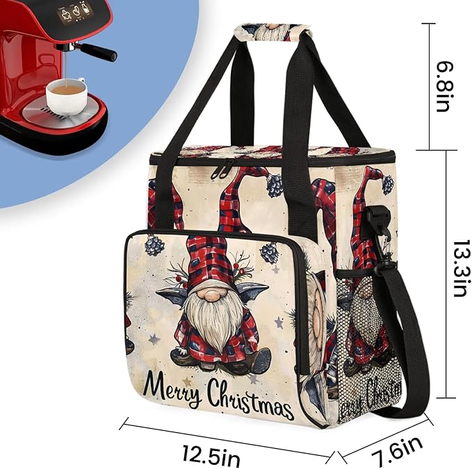 Christmas Gnome Coffee Maker Carring Bag, Large Insulated Storage Organizer - Image 2