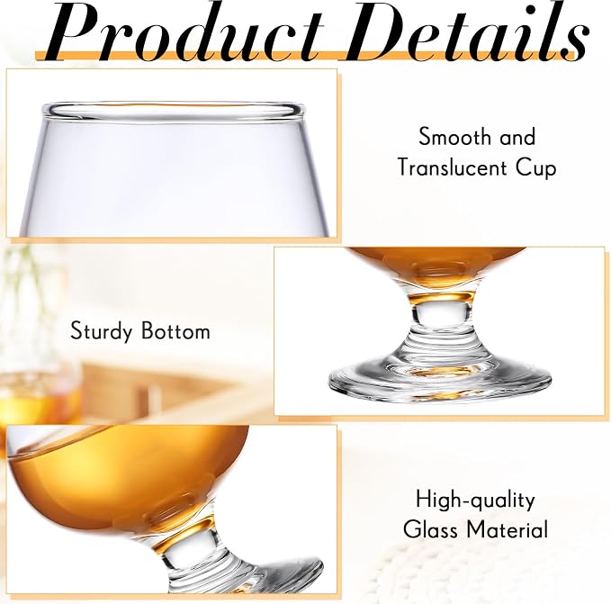 Qunclay 72 Pcs Shot Glasses Cute Cognac Snifter Small Brandy Snifter - Image 3