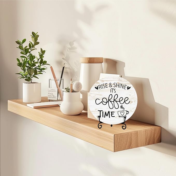 Coffee Desk Decor Sign, Farmhouse Wood Plaque, It Is Coffee Time Wood Sign - Image 6