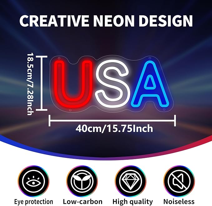 USA Neon Sign for Wall Decor, USA Led Signs, Dimmable USB Powered Neon Light - Image 4