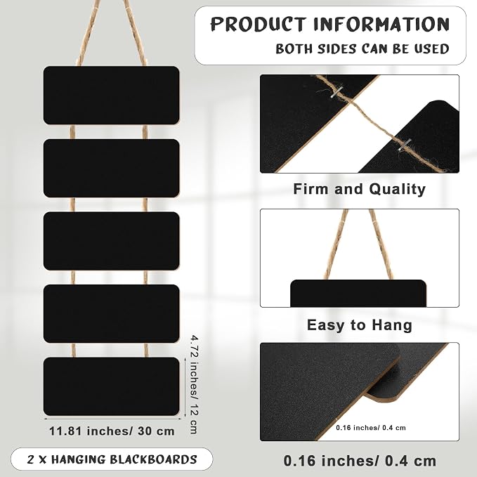 Double Sided Hanging Chalkboard Signs Wooden Erasable Message Board Rustic - Image 2