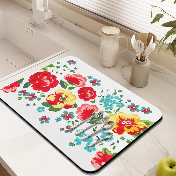 Coffee Bar Mat Accessories for Countertop Absorbent Hide Stain Rubber Backed - Image 4