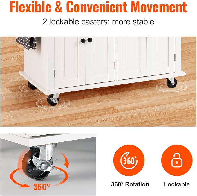 VEVOR Kitchen Island Cart with Solid Wood Top, 35.4" Width Mobile Carts with - Image 3