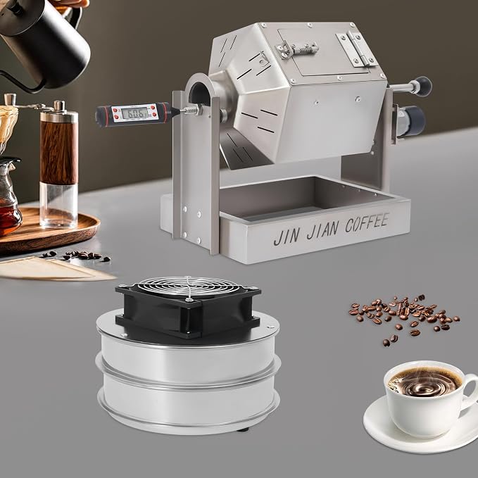 Coffee Bean Roaster with Coffee Bean Cooler, Gas 500g Coffee Bean Baker Drum - Image 3